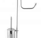 STANDING TOILET BRUSH HOLDER AND ROLL-LINE WAVE SPACE-SAVER-FLOOR LAMPS IN CHROME PLATED BRASS MADE IN TUSCANY