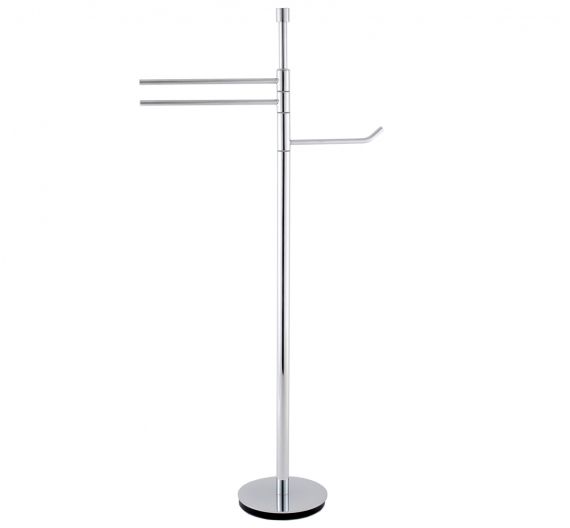 FLOOR STAND ROLL HOLDER AND PAPER TOWEL HOLDER-THE BASE SPACE-SAVING-BATHROOM ACCESSORIES CHROME PLATED BRASS MADE IN TUSCANY