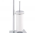 STANDING TOILET BRUSH HOLDER CERAMIC TOILET ROLL HOLDERS-BASIC SPACE-SAVING RECTANGULAR-FLOOR BATHROOM CHROME PLATED BRASS