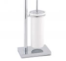 STANDING TOILET BRUSH HOLDER CERAMIC TOILET ROLL HOLDERS-BASIC SPACE-SAVING RECTANGULAR-FLOOR BATHROOM CHROME PLATED BRASS