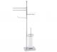 Piantana scopino ceramica, rotolo, salviette e sapone H 80 cm - base 12 x 18 cm