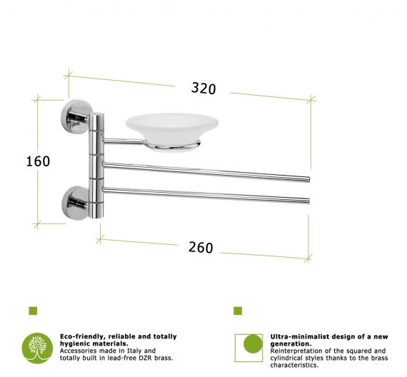 Canne, barre à serviettes, soudés aux deux tiges de serviettes de toilette par le bidet et porte-savon en satin de verre