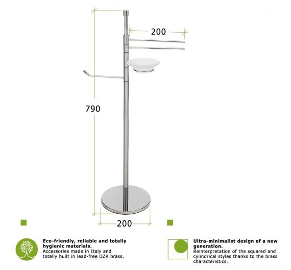 lampadaire en laiton chromé support de rouleau, porte-serviettes et du savon en verre dépoli - meubles de salle de bains -