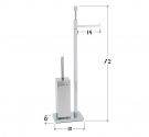 standing toilet brush holder and roll - line Cube with base space-saving rectangular brass chrome-plated