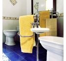 Floor stand roll holder, towel rack, and soap-base space saving chromed brass-bathroom Furniture Italian Made in Tuscany