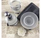 Bicchiere porta spazzolini da lavabo-vetro satinato e supporto in ottone cromato-qualità e resistenza dei prodotti artigianali