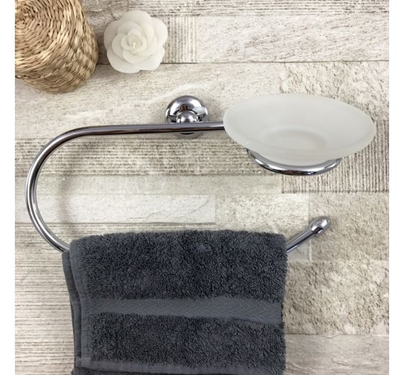 Serviette de la paroi et le porte-savon en verre - accessoires de salle de bain en laiton chromé - protection contre la rouille
