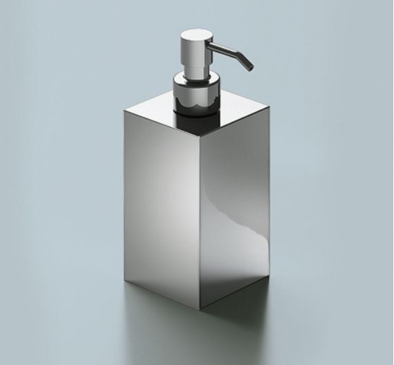 Dispenser per sapone liquido da appoggiare su lavabo bagno-ottone cromato alta qualità