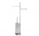 STANDING POLIFUNZIONE-FREESTANDING TOILET BRUSH-ROLL AND CLOTH IN BRASS, CHROME PLATED BATHROOM ACCESSORIES MADE IN