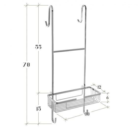 Grille de stockage unique pour accrocher dans la douche - crochets-longueur double - carré Éléments Q. UBI - accessoires de