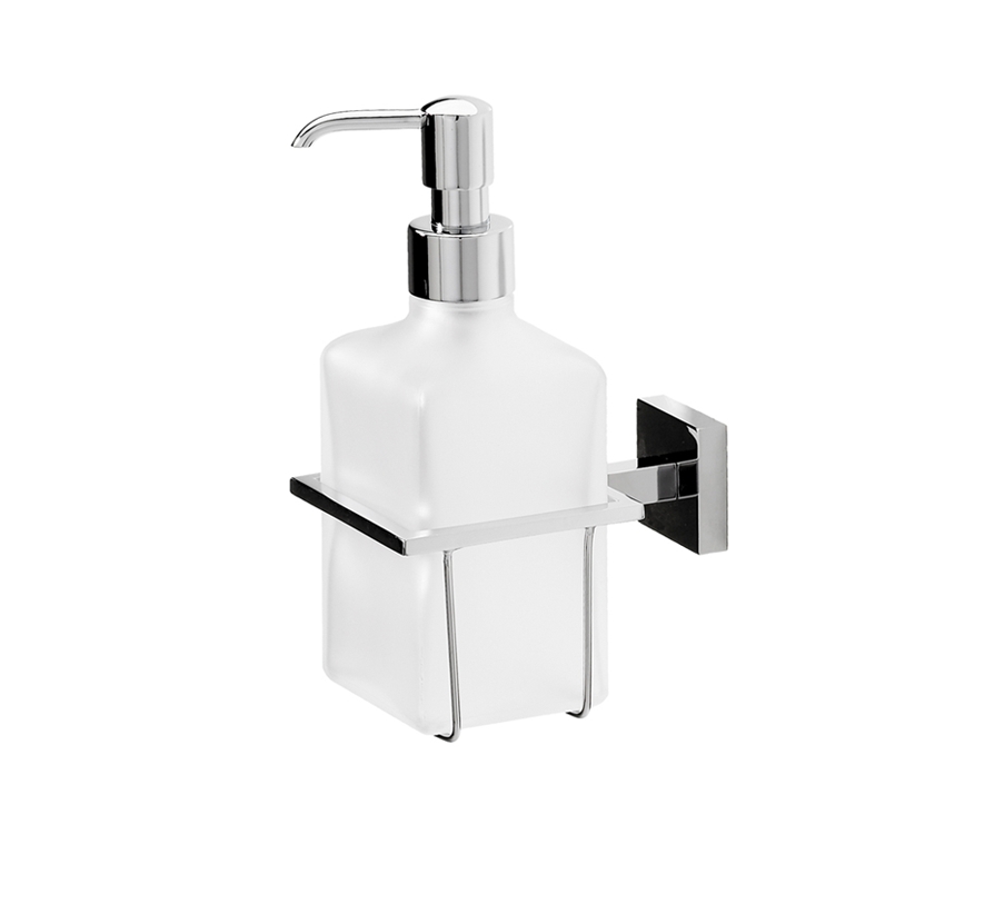 Dispenser Sapone Accessori Bagno.Dispenser Porta Sapone In Vetro Satinato E Ottone Cromo Fissaggio A Tasselli Durata E Qualita