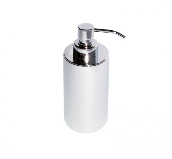 dispenser soap holder in chromed brass - round - shaped- supporting as a complement to the bathroom