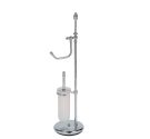 Free standing bathroom toilet paper holder and frosted glass toilet brush - WAVE COLLECTION