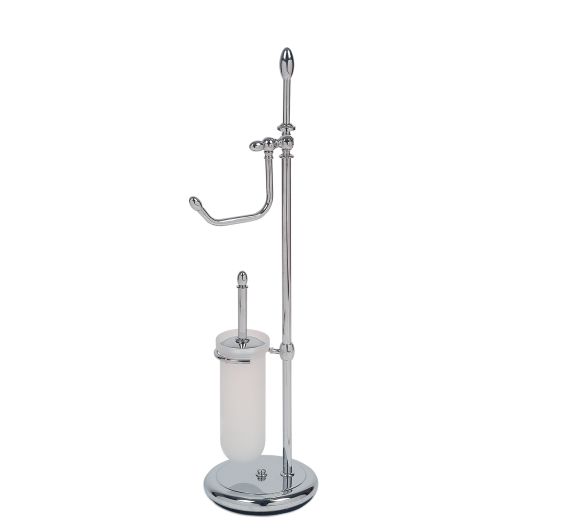 Free standing bathroom toilet paper holder and frosted glass toilet brush - WAVE COLLECTION