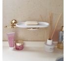 Accessoires de salle de bain-porte-savon en céramique blanche, fixés au mur-support en laiton chromé-mesure