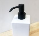 Dispenser soap liquid creamica white and chrome-plated brass, shape square, style simple and elegant