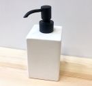 Dispenser soap liquid creamica white and chrome-plated brass, shape square, style simple and elegant