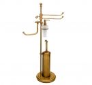 Stand roll holder-toilet brush holder wc-snacks, ceramic-wipes-free-standing luminaire in chrome-plated brass-compleento