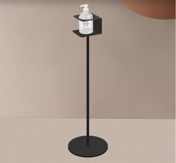 Floor lamp style for dispenser disinfectant for the hands, modern design and a contoured laser the made in Italy quality