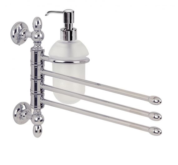 Three-rod bidet towel joint with satin glass dispenser and high-quality brass dispenser