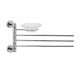 Wall towel rack with three rods and soap carrier - MINIMAL LINE