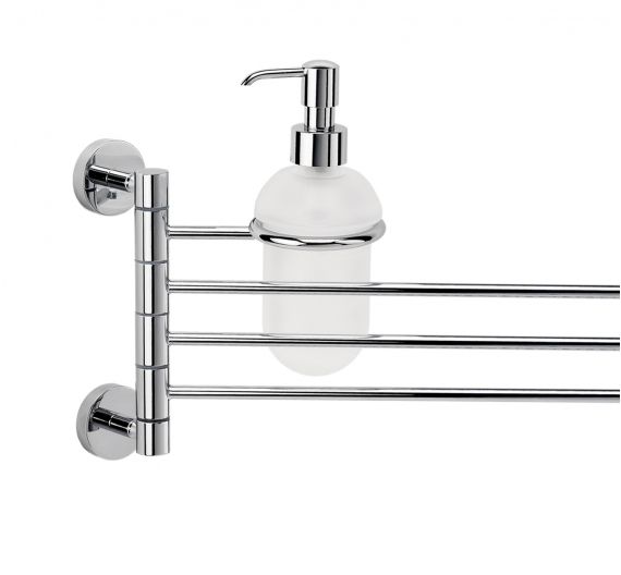 Wall towel rack with three satin glass rods and dispensers- MINIMAL LINE