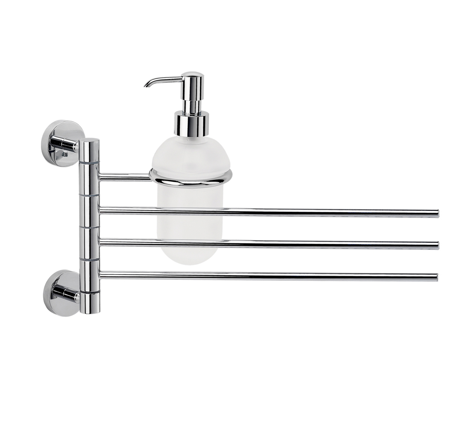 Wall towel rack with three satin glass rods and dispensers - MINIMAL LINE