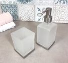 Squared frosted glass toothbrush holder squared shape - LINE CUBE