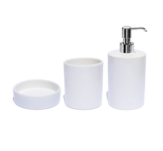 ensemble d'accessoires pour salle de bains en céramique accessoires composé de distributeur, porte brosse à dents et