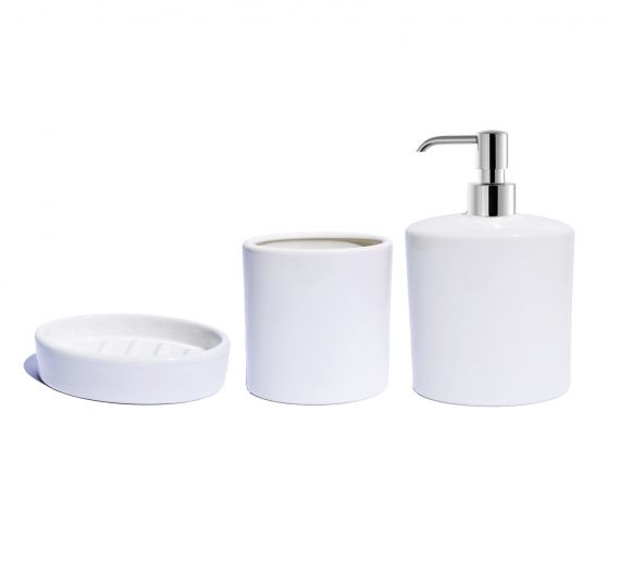 set accessories bathroom sink in ceramic-various colors - soap - dispenser - toothbrush holder