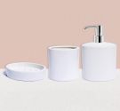 set accessories bathroom sink in ceramic-various colors - soap - dispenser - toothbrush holder