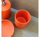 Bicchiere portaspazzolini denti cilindrico in ceramica arancione complementi accessori arredamento lavandino bagno