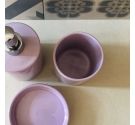 Bicchiere porta spazzolini da denti cilindrico in ceramica viola set di complementi accessori arredamento lavandino