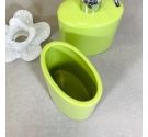 Bicchier eporta spazzolino da denti in ceramica forma ovale design e tendenza arredo bagno colore verde