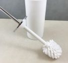 White ceramic toilet brush holder from the ground, chrome | bathroom Furniture Minimalist