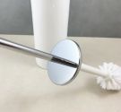 White ceramic toilet brush holder from the ground, chrome | bathroom Furniture Minimalist