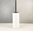 White ceramic toilet brush holder from the ground, chrome | bathroom Furniture Minimalist