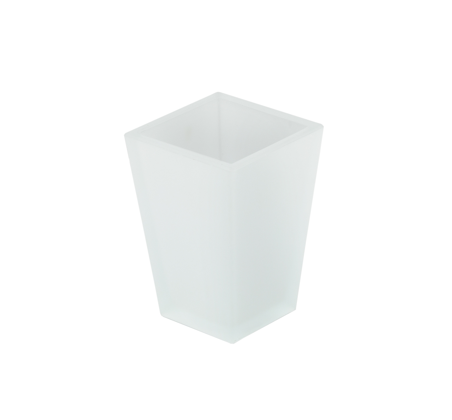 Bicchiere porta spazzolini denti in vetro satinato H 10 cm base 7 x 7 cm - LINEA Q.TRE