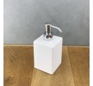 Set of ceramics for square washbasin dispenser in fine white ceramic with long quality steel dispenser