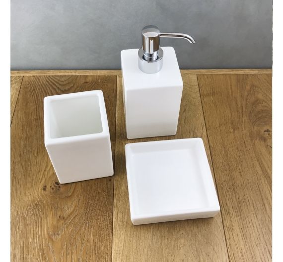 ensemble de bain-céramique-savon-distributeur-gobelet, porte-brosse à dents-accessoires de salle de bains fabriqués en italie