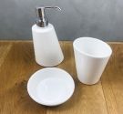 additions ceramic bath composed of soap dish, dispenser and glass for toothbrushes-various colors