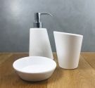 additions ceramic bath composed of soap dish, dispenser and glass for toothbrushes-various colors