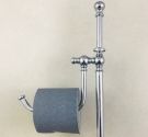 STANDING TOILET BRUSH HOLDER AND PAPER HOLDER SPRING SAVE SPACE 
