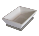 porta sapone da lavabo bagno in ceramica bianca e supporto in ottone nickel spazzolato opaco design bagno italiano