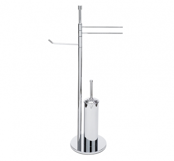 Standing multi-purpose bathroom with toilet brush holder, paper holder and towel bar, bidet-brass chrome plated-rust-quality