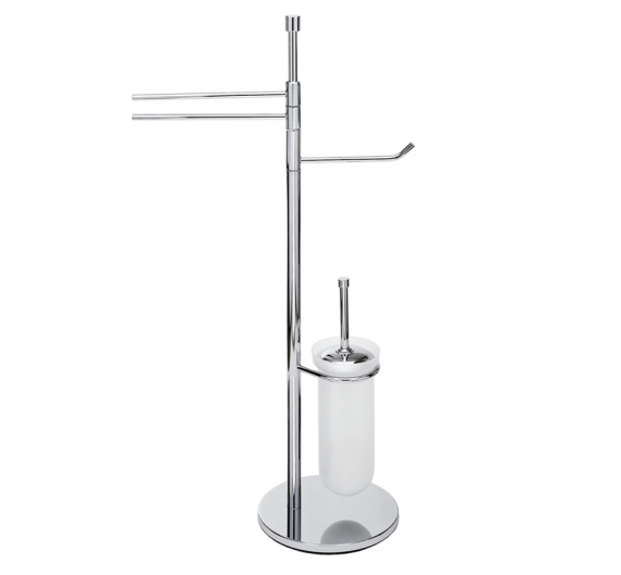 Floor freestanding toilet brush holder in satin glass and toilet roll holders | Bathroom from the ground is Minimal