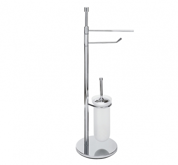 Floor freestanding toilet brush holder in satin glass and toilet roll holders | Bathroom from the ground is Minimal