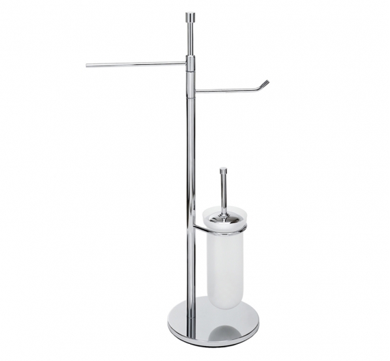 Floor freestanding toilet brush holder in satin glass and toilet roll holders | Bathroom from the ground is Minimal