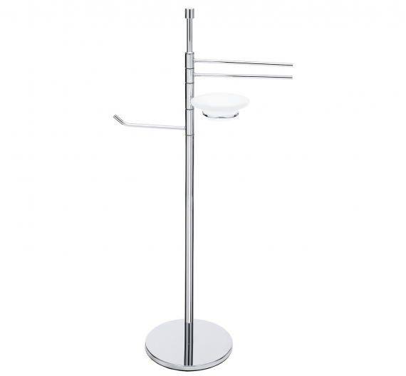 floor lamp in chromed brass roll holder, towel rack and soap in frosted glass - bathroom furniture - Italian made in tuscany