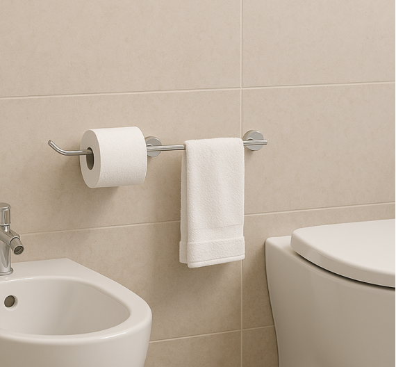 Porta carta igienica a muro con porta salvietta bidet accessori da bagno soluzioni design innovativo minimale cromo
